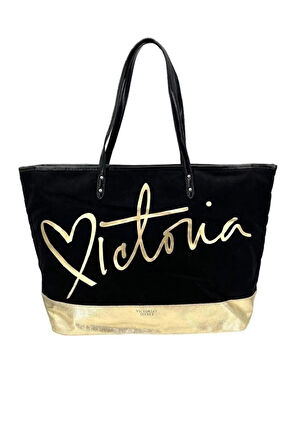 VS Siyah Gold Kanvas Tote Seyahat Çantası