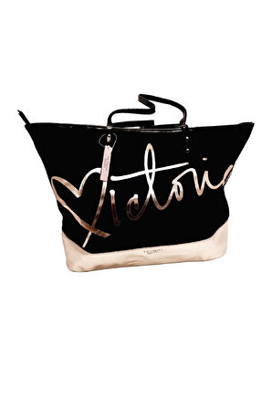 VS Siyah Gold Kanvas Tote Seyahat Çantası