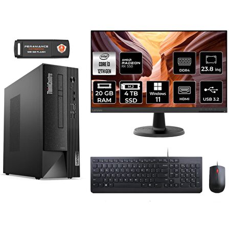 Lenovo ThinkCentre Neo 50S i3 12100 20GB 4TB SSD RX550/4GB W11P 11SX002VTX MASAÜSTÜ PC & 23.8" MONİTÖR