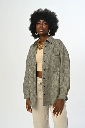 KADIN DESENLİ ÇİFT CEPLİ GÖMLEK