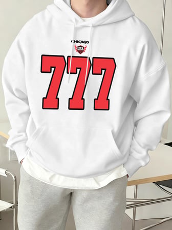 Chicago ABD Numarası 777 Baskılar Erkekler Hoody High Street Casual Tişörtü Gevşek Tüm Maç Sp