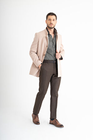 Hakim Yaka Kaşe Kaban - Bej 48