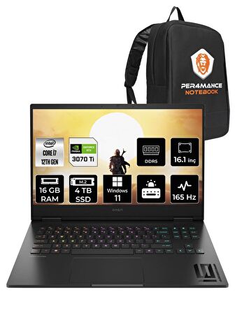 HP OMEN 16  i7-12700H 16GB RAM 4TB SSD RTX3070Ti/8GB 165HZ 16.1 QHD W11PRO 7H8Z5EA & PER4 ÇANTA