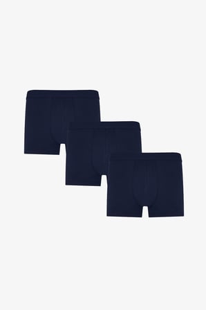 Erkek Pamukl Basic Mavi 3'lü Boxer Külot