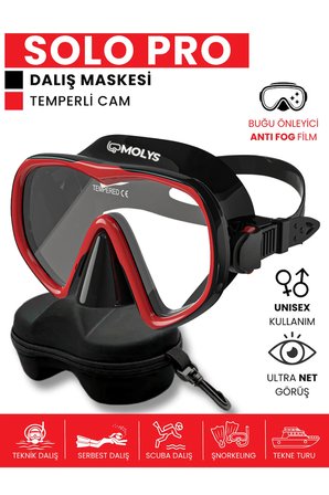 MOLYS SOLO PRO DALIŞ MASKESİ + MASKE KUTUSU + ANTI FOG (BUĞU ÖNLEYİCİ FİLM)