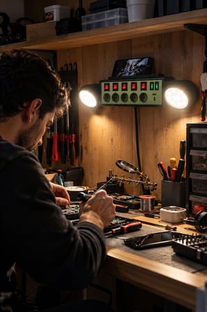 Akım Korumalı Çok Fonksiyonlu Güç İstasyonu – 5 Priz, 2 USB-A + USB-C, 3680W, 2x8W LED Aydınlatmalı 1.9 Metre Kablolu
