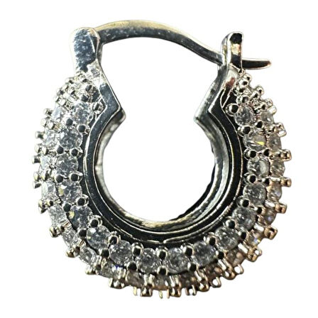 Uretti - İREM 3914 Zirkon Taşlı Su Yolu Model Minimal Çelik Halka Küpe