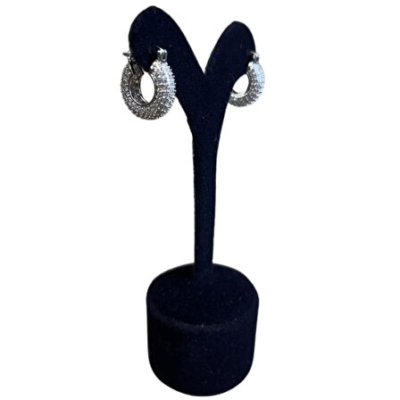 Uretti - İREM 3914 Zirkon Taşlı Su Yolu Model Minimal Çelik Halka Küpe