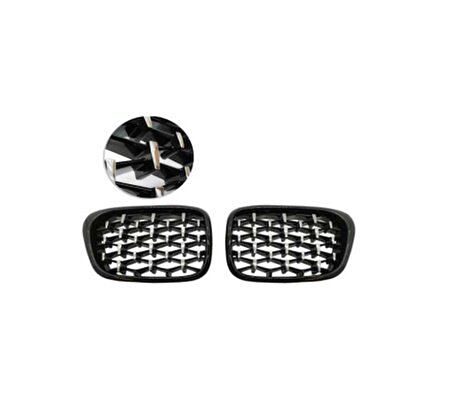 Bmw 3 Serisi 2002-2004 E46 Diamond Panjur (Böbrek) Piano Black Çerçeve