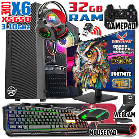 WarboX Owl Xeon X5650 32gb Ram 256gb SSD 250gb HDD R7 240-4gb E.kartı 19" Monitör Gaming Bilgisayar