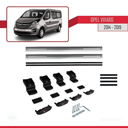 Opel Vivaro B 2014-2019 Arası ile Uyumlu BASIC Model Ara Atkı Tavan Barı Gri 2 Adet