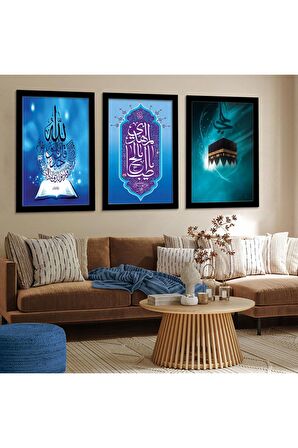 Gümüş Aynalı Pleksi Çerçeveli Kolaj Çizim Üçlü Mdf Tablo Seti