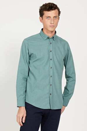 Slim Fit Dar Kesim Düğmeli Yaka Flanel Oduncu Gömlek