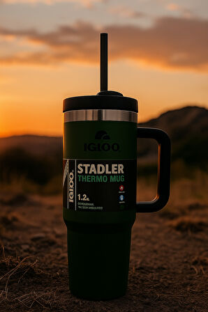 Igloo Stadler Çelik Thermo-Mug 1.2 Litre Haki-Siyah 12Saat Sıcak/18Saat Soğuk Saklama