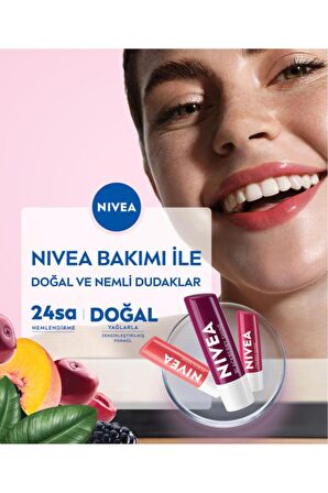 Nivea Hydro Care Dudak Bakım Kremi 4.8gr, Gün Boyu Nemlendirici Ve Koruyucu, Spf15, Doğal Yağlar Içerir