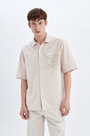 DeFacto Relax Fit Yazlık Polo Yaka Pamuklu Kısa Kollu Gömlek C7556AX24SMBG750