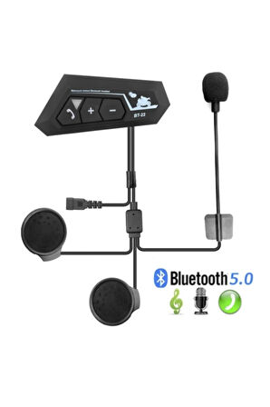 Bt22 Motosiklet Bluetooth V50 Intercom Interkom Dinleme Ve Konuşma Özellikli Su Geçirmez 22siyah