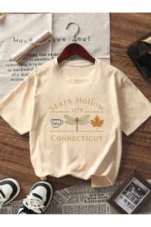 Unisex Stars Hallow Baskılı Tasarım Tshirt