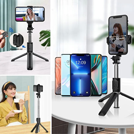 By Nevser® Masaüstü Tripod Olabilen Telefon Tutuculu Kablosuz Kumandalı Selfie Çubuğu