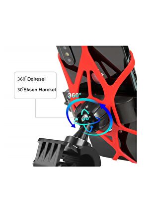 Motosiklet - Bisiklet Gidon Bağlantılı Kıskaçlı Telefon Tutucu