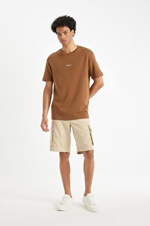 DeFacto Regular Fit Bisiklet Yaka Baskılı Ağır Kumaş Kısa Kollu Tişört B4217AX24AUBN497