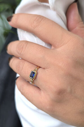 Mavi Baget Taşlı Altın Burgu Kol Yüzük