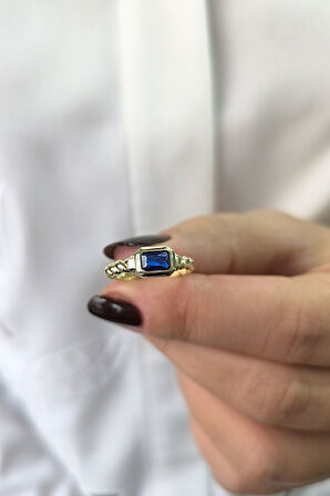 Mavi Baget Taşlı Altın Burgu Kol Yüzük