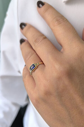 Mavi Baget Taşlı Altın Burgu Kol Yüzük