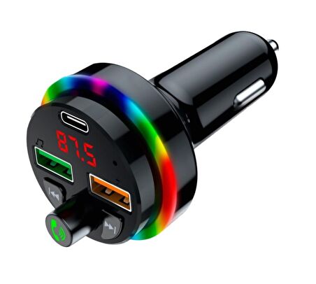 Concord SFT-1 Bluetooth Görüşme ve Müzik RGB Fm Transmitter 25W QC 3.0 PD + 3.1A Çift USB Şarj