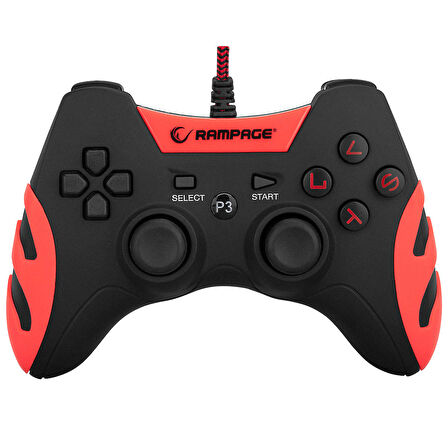 Rampage SG-R218 PS3/ PC X Input Kırmızı Renk Usb 1.8m Hasır Kablolu Oyun Kolu Joypad