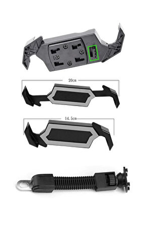 Ayna Bağlantılı Motorsiklet Telefon Tutucu Kilit Özellikli Telefon Tutacağı 4.7-6.8 inç