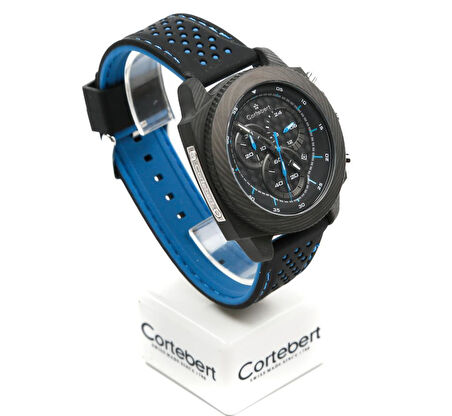 İsviçre Cortebert Carbon Kasa Erkek Kol Saati Mavi