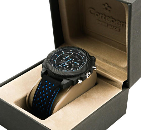 İsviçre Cortebert Carbon Kasa Erkek Kol Saati Mavi