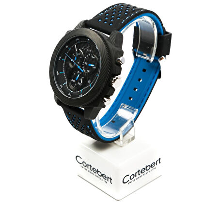 İsviçre Cortebert Carbon Kasa Erkek Kol Saati Mavi
