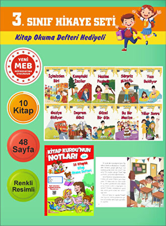 3.Sınıflar İçin Okumayı Sevdiren 10 lu Hikaye Seti 2 (Kitap Okuma Defteri Hediyeli)
