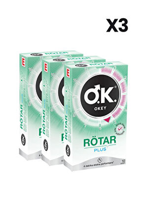 Okey Rötar Plus Prezervatif 10'lu x3 Adet
