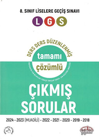 Ders Ders Düzenlenmiş Tamamı Çözümlü Çıkmış Sorular - 2025 LGS Genel Deneme 10 Yayın 10 Deneme