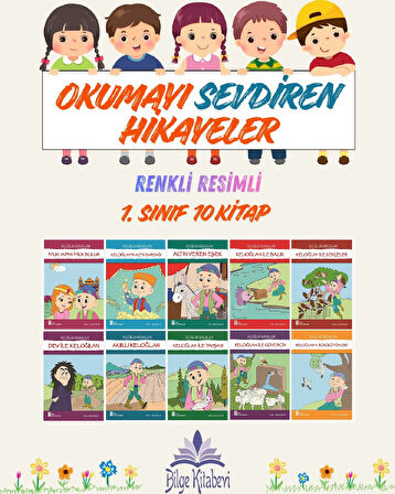 1. Sınıf Okumayı Sevdiren Renkli Resimli Hikayeler 7 - 10 Kitap