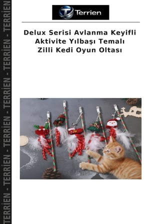 Delux Serisi Avlanma Keyifli Aktivite Yılbaşı Temalı Zilli Kedi Oyun Oltası