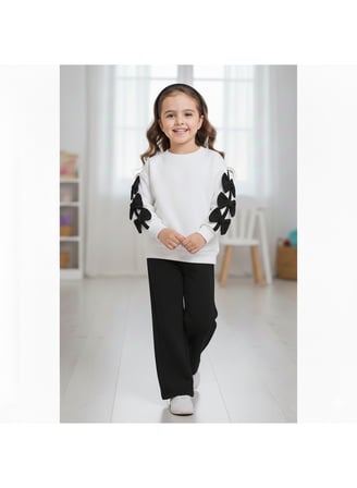 446243 FİYONKLU TAŞ BASKILI KIZ TAKIM 2Y,3Y,4Y,5Y Kız syh