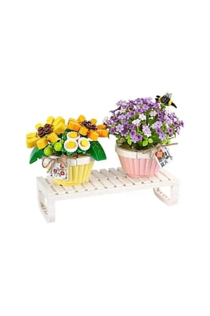 Lz1674 Loz Eternal Flowers Serisi- Saksıda Çiçekler ''Letters From Spring Baby’s Breath'' ''Daisy With Bee'' 534 Parça Yapım Seti