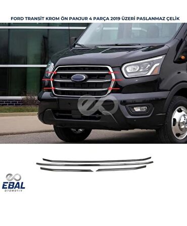 Ford Transit Krom Ön Panjur 4 Parça 2019 Ve Üzeri Paslanmaz Çelik