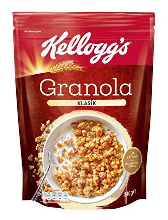 Kellogg's Granola Klasik 340 Gr x 5 Adet, %56 Yulaf içerir, Lif Kaynağı, Kahvaltılık Gevrek