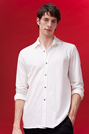 DeFacto Regular Fit Basic Düz Uzun Kollu Beyaz Gömlek B2896AX24SPWT34