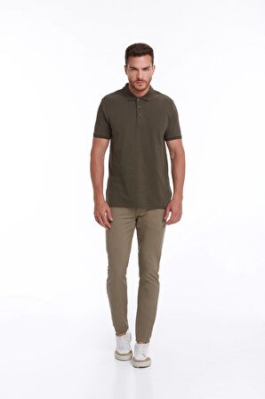 Haki Regular Fit %100 Pamuk Polo Yaka Tişört | M