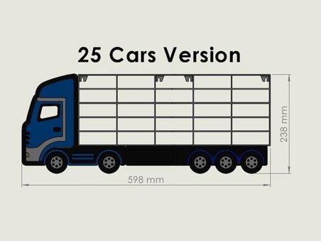  Kişiye Özel Tır Tasarımlı 25 Araç Kapasiteli Oyuncak Araba Sergileme Rafı (598x238mm)