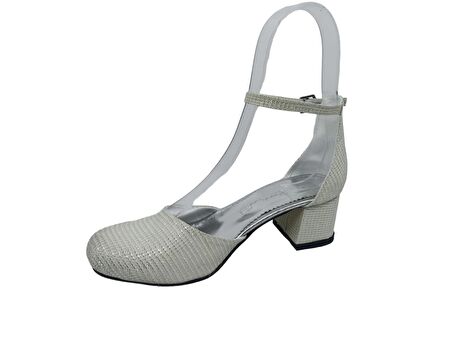 Zerhan 800 Kız Çocuk Krem Simli Karnı Yarık Ayakkabı