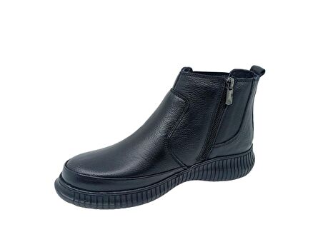 Zerhan 1850 Kadın Siyah Hakiki Deri Fermuarlı Bot