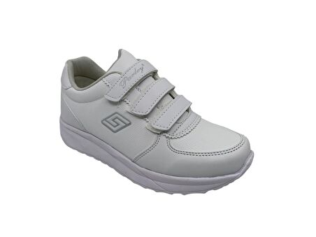 Parley 918 Kadın Kalın Taban Beyaz Cırtlı Günlük Kullanım Spor Ayakkabı