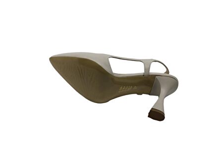 Zerhan 1451 Kadın Ten Burnu Kapalı Arkası Açık Topuklu Ayakkabı